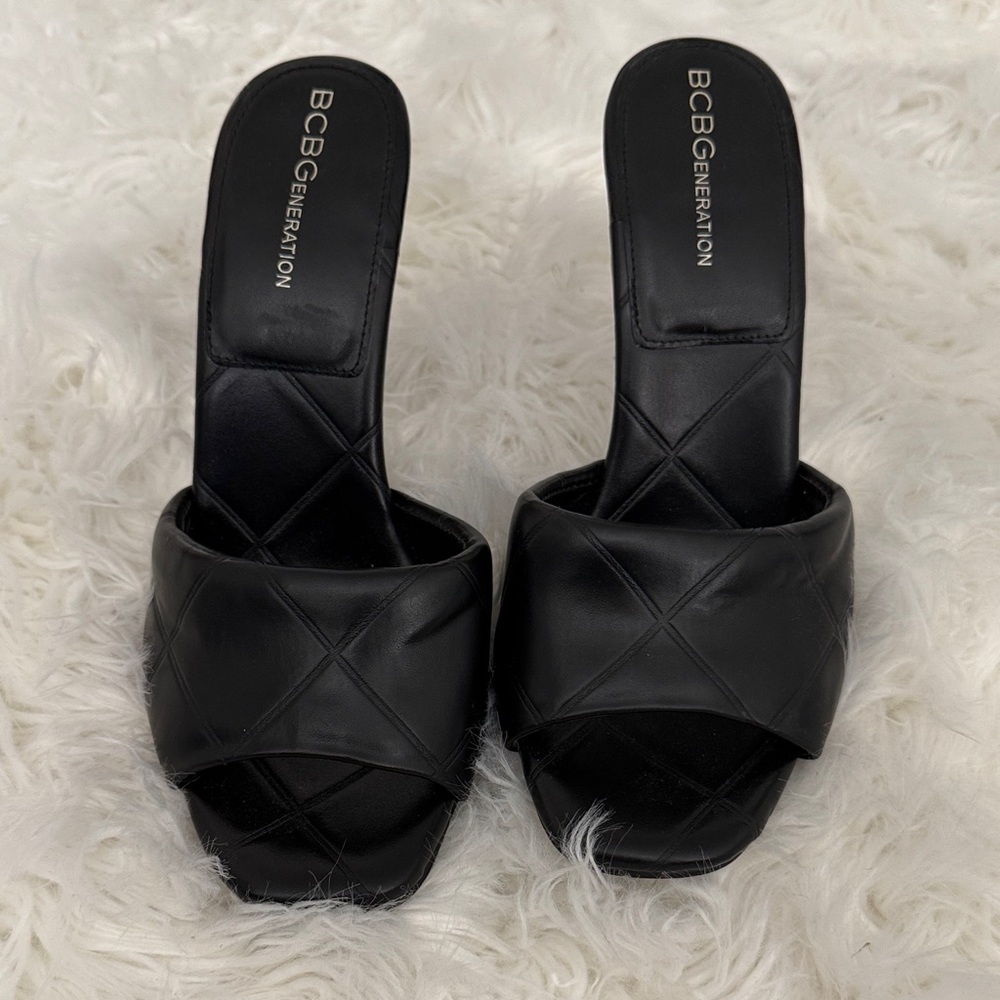 BCBGeneration Black Quilted Mules - image 1